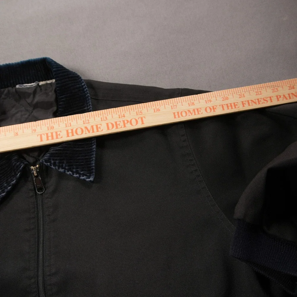 Corduroy Collar Quilted Lined Men Jacket XL Work Utility Nylon Chore Black